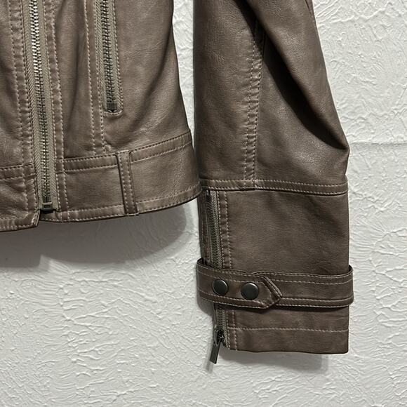 Blanc Noir Grey Collared Faux Leather Moto Jacket size xs - Picture 3 of 5